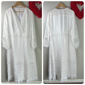 Soft Surroundings PLUS Araminta 2FV08 Surplice Lace Maxi Dress Sz 16 in White